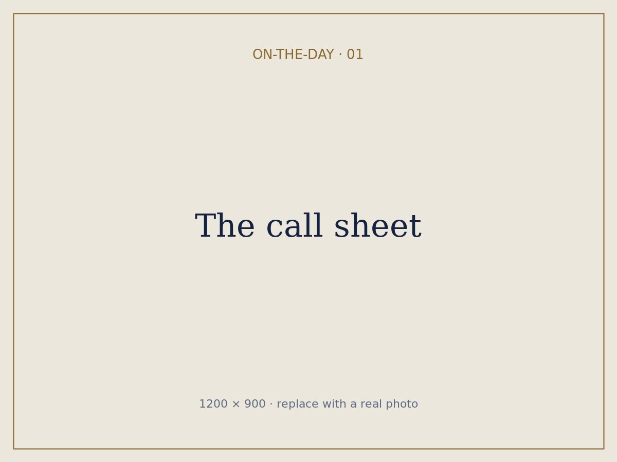 The vendor call sheet