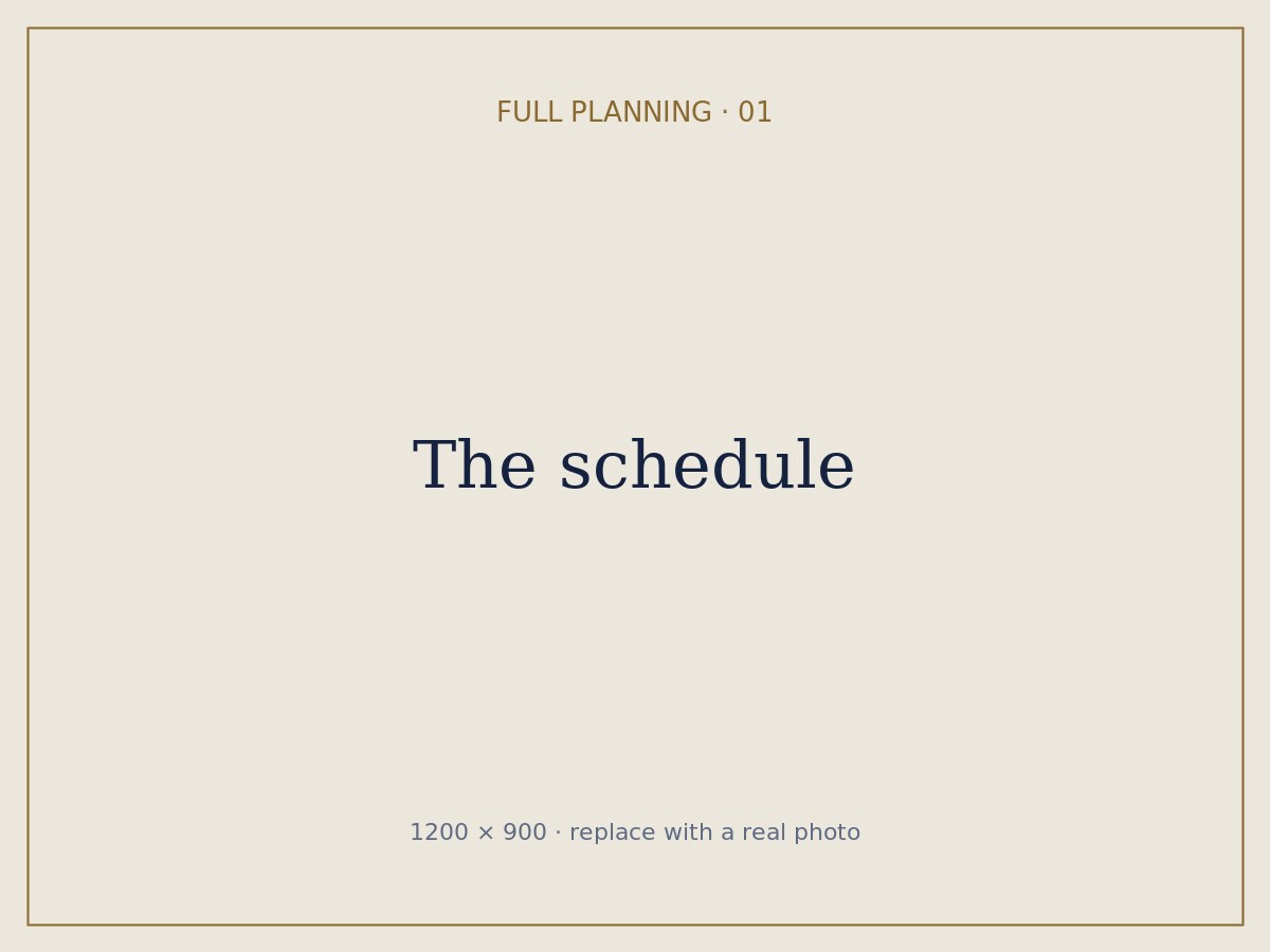 Example of a full event schedule